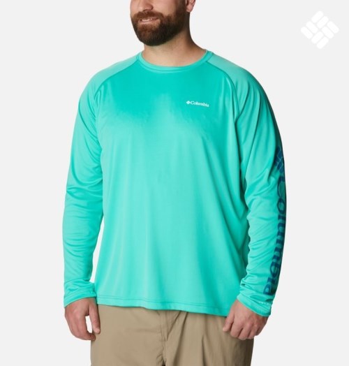 Men's Columbia Fork Stream Long Sleeve Sweatshirts Turquoise | Plus Size CA-S84L6